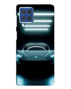 Чехол для Samsung Galaxy F62 с картинкой «Tesla в неоне»