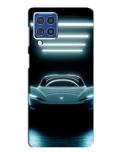 Чехол для Samsung Galaxy F62 с картинкой «Tesla в неоне» Чехол для Samsung Galaxy F62 с картинкой «Tesla в неоне»