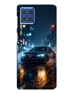 Чехол для Samsung Galaxy F62 с картинкой «Ночной город и Audi»