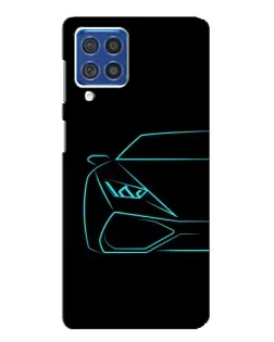 Чехол для Samsung Galaxy F62 с картинкой «Голубой силуэт Lamborghini»