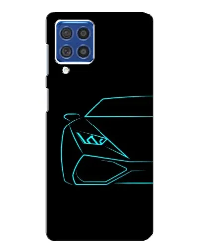 Чехол для Samsung Galaxy F62 с картинкой «Голубой силуэт Lamborghini»