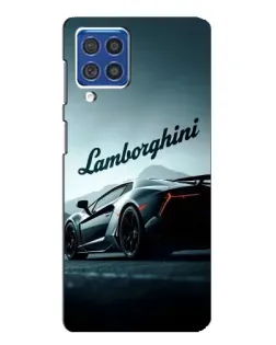 Чехол для Samsung Galaxy F62 с картинкой «Классическая надпись Lamborghini»