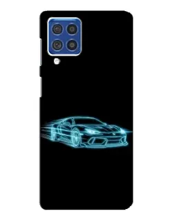 Чехол для Samsung Galaxy F62 с картинкой «Неоновый контур Lamborghini»