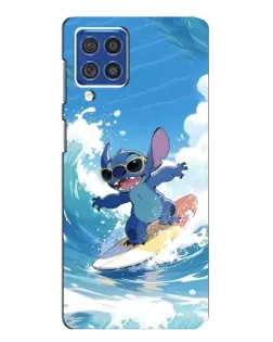 Чехол для Samsung Galaxy F62 с картинкой «Стич на волне»