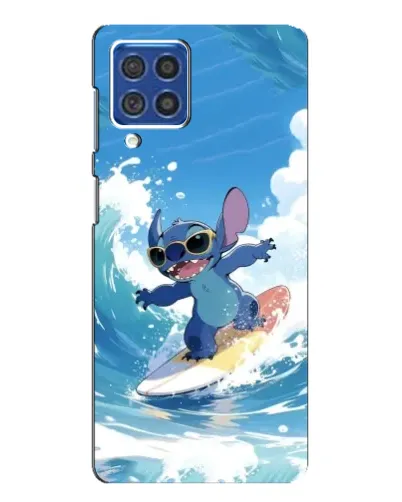 Чехол для Samsung Galaxy F62 с картинкой «Стич на волне»