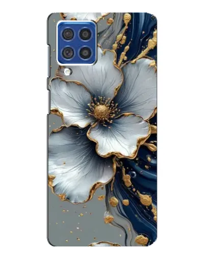 Чехол для Samsung Galaxy F62 с картинкой «Белый цветок и золотой флюид» Чехол для Samsung Galaxy F62 с картинкой «Белый цветок и золотой флюид»
