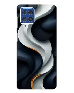 Чехол для Samsung Galaxy F62 с картинкой «Объемные черно-белые ленты»