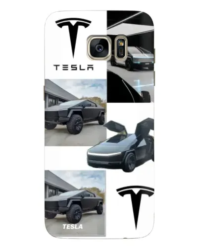 Чехол для Samsung Galaxy S7 Edge (G935) с картинкой «Коллаж Cybertruck Tesla»