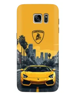 Чехол для Samsung Galaxy S7 Edge (G935) с картинкой «Желтый Lamborghini город»