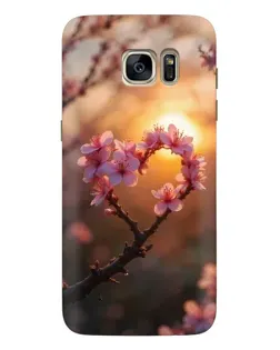 Чехол для Samsung Galaxy S7 Edge (G935) с картинкой «Розовый цвет сердце на фоне заката»