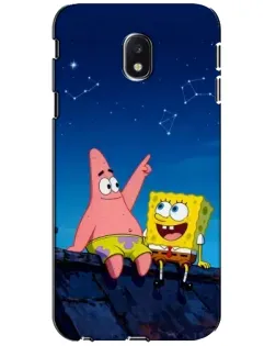 Чехол для Samsung Galaxy J3 2017 (J330FN EU) с картинкой «Губка Боб и Патрик ночью»