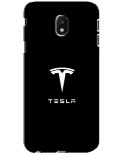 Чехол для Samsung Galaxy J3 2017 (J330FN EU) с картинкой «Tesla White Logo»