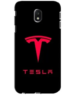 Чехол для Samsung Galaxy J3 2017 (J330FN EU) с картинкой «Tesla Red Logo»