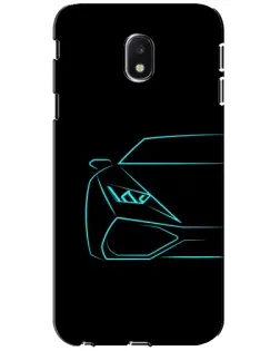 Чехол для Samsung Galaxy J3 2017 (J330FN EU) с картинкой «Голубой силуэт Lamborghini»