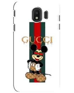 Чехол для Samsung Galaxy J4 2018 (SM-J400F) с картинкой «Микки Маус Gucci — полосы»