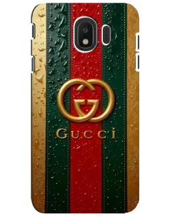 Чехол для Samsung Galaxy J4 2018 (SM-J400F) с картинкой «Gucci — фирменная полоса и золото»