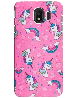 Чехол для Samsung Galaxy J4 2018 (SM-J400F) с картинкой «Unicorn паттерн розовый»