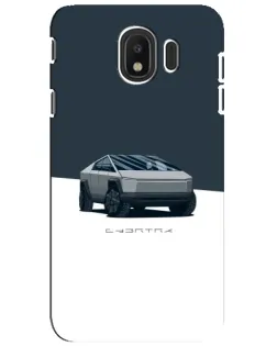 Чехол для Samsung Galaxy J4 2018 (SM-J400F) с картинкой «Серебристый Cybertruck Tesla»