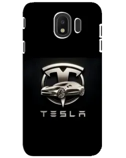 Чехол для Samsung Galaxy J4 2018 (SM-J400F) с картинкой «Tesla — серебристое авто»