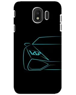 Чехол для Samsung Galaxy J4 2018 (SM-J400F) с картинкой «Голубой силуэт Lamborghini»