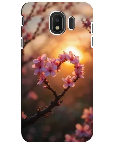 Чехол для Samsung Galaxy J4 2018 (SM-J400F) с картинкой «Розовый цвет сердце на фоне заката»