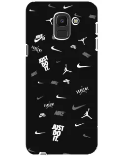 Чехол для Samsung Galaxy J6 2018 (J600F) с картинкой «Nike Black Pattern»