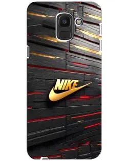 Чехол для Samsung Galaxy J6 2018 (J600F) с картинкой «Золотой Nike на металле»