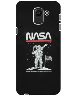Чехол для Samsung Galaxy J6 2018 (J600F) с картинкой «NASA — шагаем по Луне»