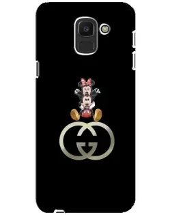 Чехол для Samsung Galaxy J6 2018 (J600F) с картинкой «Минни Маус на лого»