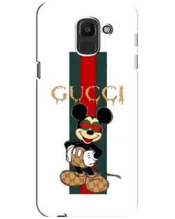 Чехол для Samsung Galaxy J6 2018 (J600F) с картинкой «Микки Маус Gucci — полосы»