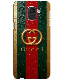 Чехол для Samsung Galaxy J6 2018 (J600F) с картинкой «Gucci — фирменная полоса и золото»