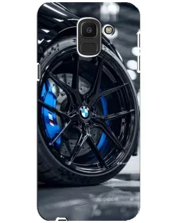 Чехол для Samsung Galaxy J6 2018 (J600F) с картинкой «Колесо BMW вблизи»