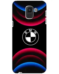 Чехол для Samsung Galaxy J6 2018 (J600F) с картинкой «Логотип BMW и неоновые дуги»