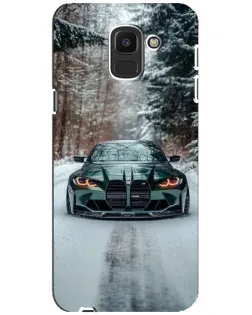 Чехол для Samsung Galaxy J6 2018 (J600F) с картинкой «BMW в зимнем лесу»