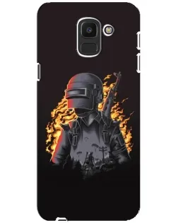 Чехол для Samsung Galaxy J6 2018 (J600F) с картинкой «PUBG — огненный силуэт»
