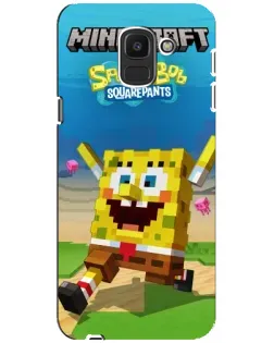 Чохол для Samsung Galaxy J6 2018 (J600F) з картинкою «Губка Боб Minecraft»