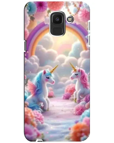 Чохол для Samsung Galaxy J6 2018 (J600F) з картинкою «Веселка і єдинороги»