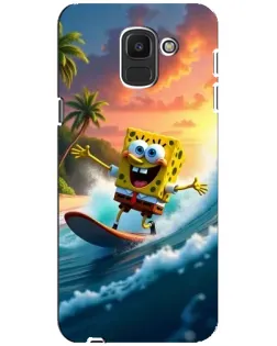 Чохол для Samsung Galaxy J6 2018 (J600F) з картинкою «Губка Боб серфінгіст»