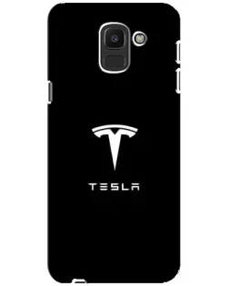 Чехол для Samsung Galaxy J6 2018 (J600F) с картинкой «Tesla White Logo»