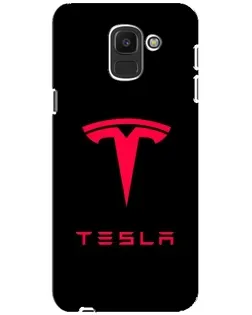 Чехол для Samsung Galaxy J6 2018 (J600F) с картинкой «Tesla Red Logo»