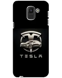Чехол для Samsung Galaxy J6 2018 (J600F) с картинкой «Tesla — серебристое авто»
