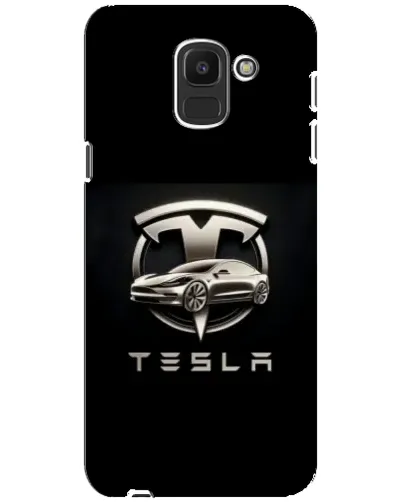 Чехол для Samsung Galaxy J6 2018 (J600F) с картинкой «Tesla — серебристое авто»