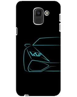 Чехол для Samsung Galaxy J6 2018 (J600F) с картинкой «Голубой силуэт Lamborghini»
