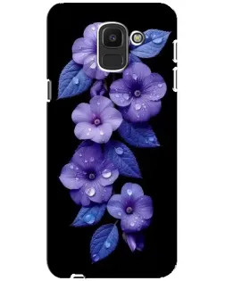 Чохол для Samsung Galaxy J6 2018 (J600F) з картинкою «Фіолетові квіти з росою»