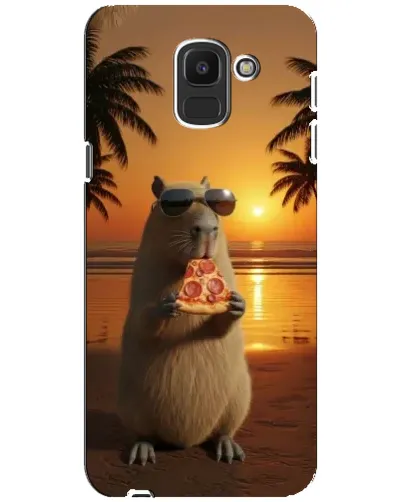 Чехол для Samsung Galaxy J6 2018 (J600F) с картинкой «Капибара с пиццей»