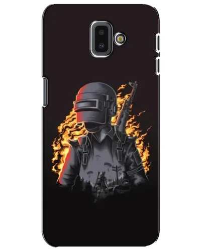 Чехол для Samsung Galaxy J6 Plus 2018 (J610) с картинкой «PUBG — огненный силуэт»