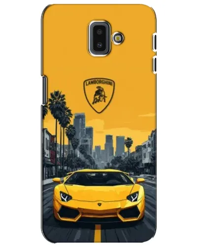 Чехол для Samsung Galaxy J6 Plus 2018 (J610) с картинкой «Желтый Lamborghini город»