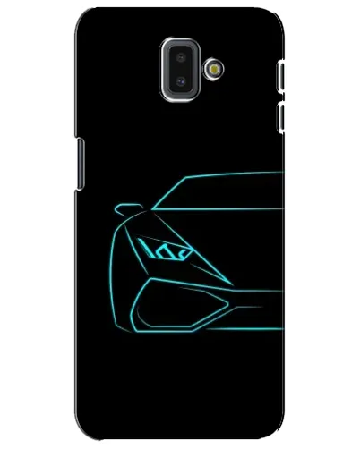 Чехол для Samsung Galaxy J6 Plus 2018 (J610) с картинкой «Голубой силуэт Lamborghini»
