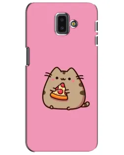 Чехол для Samsung Galaxy J6 Plus 2018 (J610) с картинкой «Пушин с пиццей»