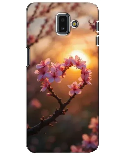 Чехол для Samsung Galaxy J6 Plus 2018 (J610) с картинкой «Розовый цвет сердце на фоне заката»